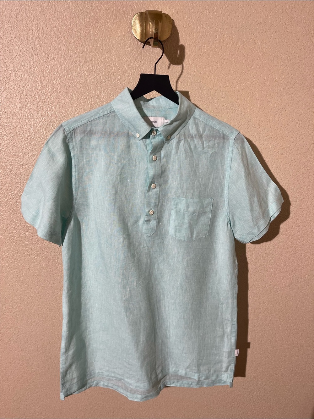Onia Light Aqua Short-Sleeve Linen Polo